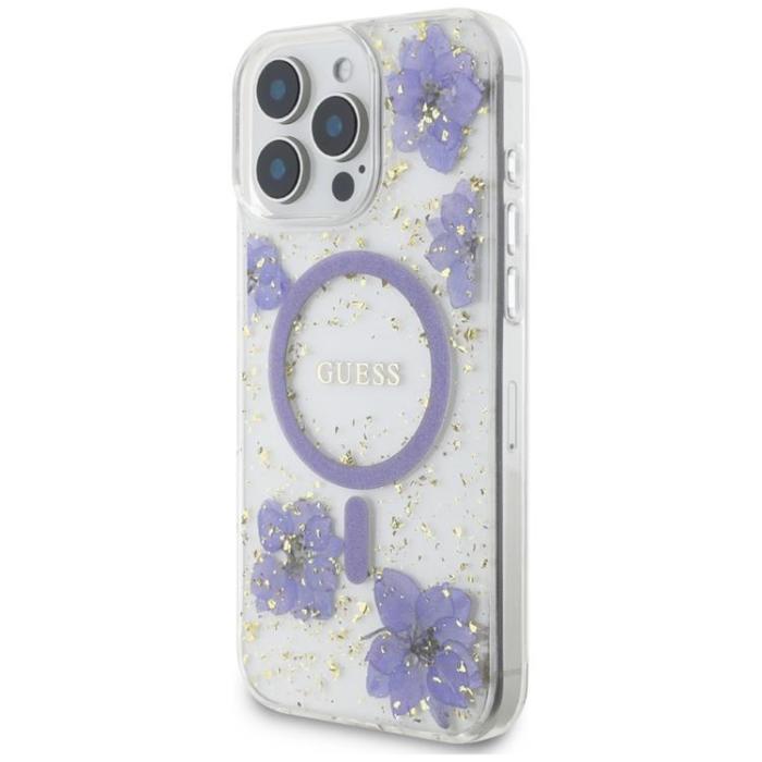 Guess - Guess iPhone 16 Pro Mobilskal MagSafe Resin Flowers - Lila