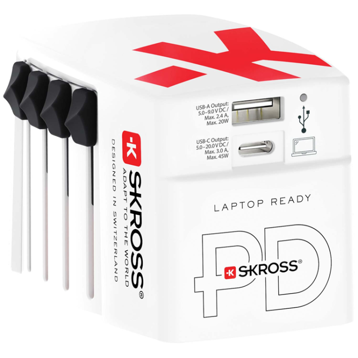 SKROSS - SKROSS World Adapter USB-A/USB-C 45W - Vit