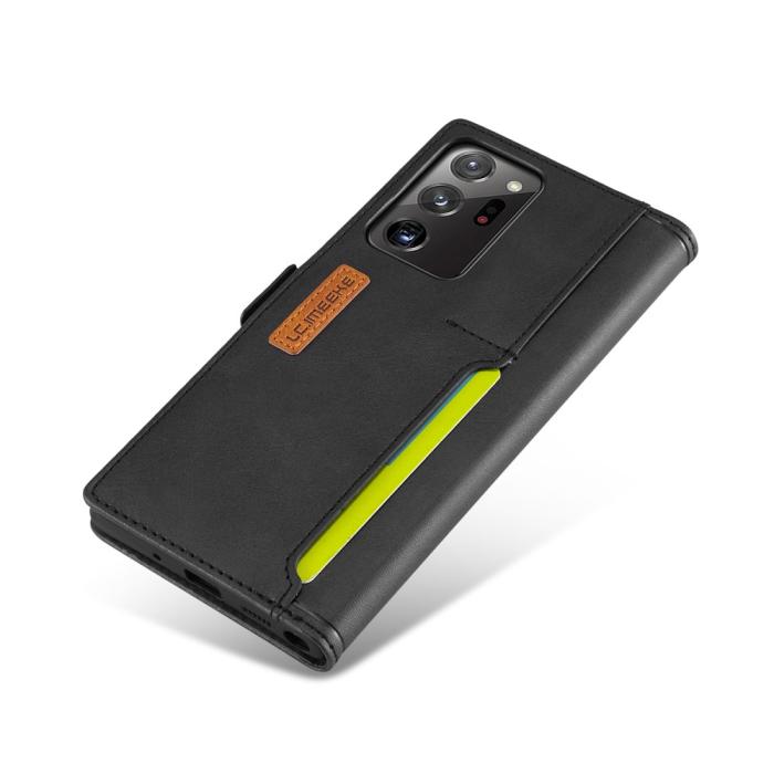 LC.imeeke - LC.IMEEKE Retro Leather Card Holder Fodral Till Galaxy Note 20 Ultra - Svart