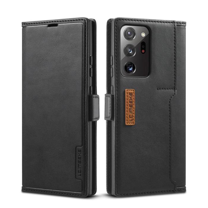 LC.imeeke - LC.IMEEKE Retro Leather Card Holder Fodral Till Galaxy Note 20 Ultra - Svart