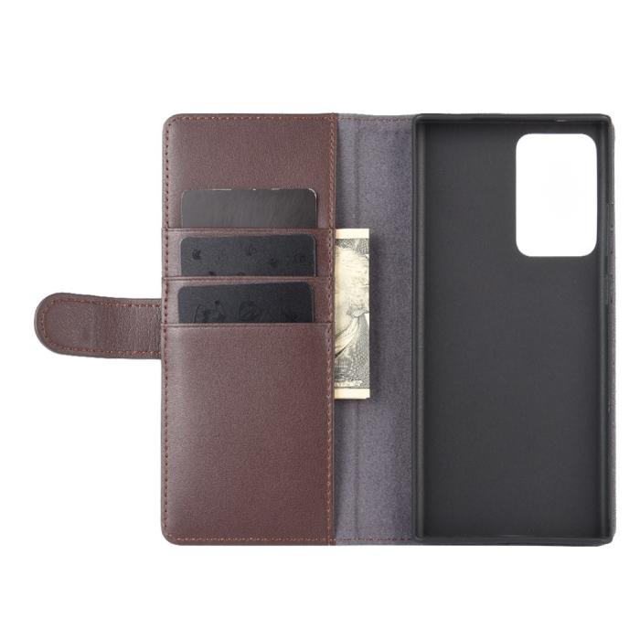 A-One Brand - Äkta Läder Fodral Till Samsung Galaxy Note 20 Ultra - Brun