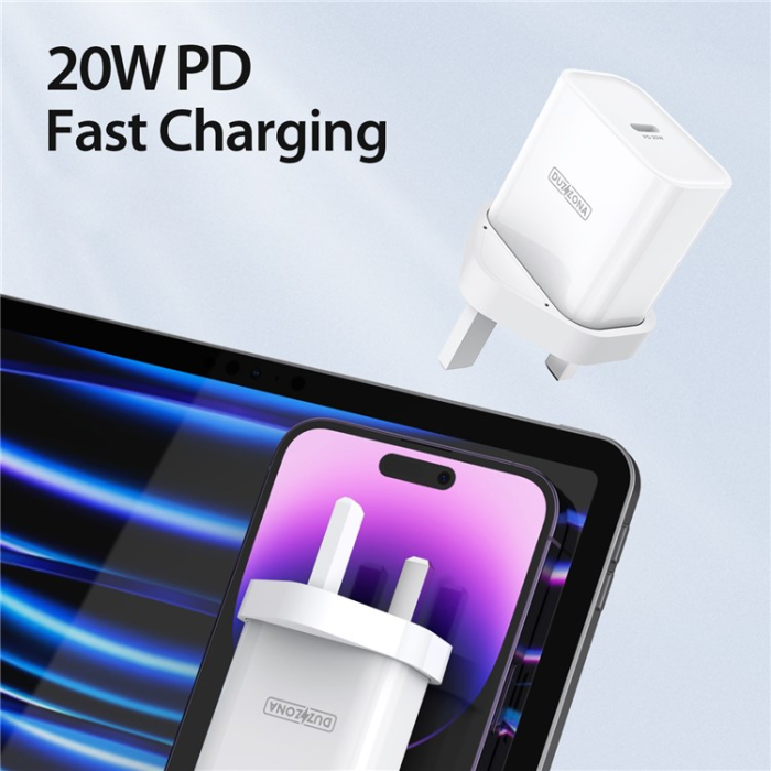 DUZZONA - DUZZONA Snabbladdare 20W USB-C UK T3 PD - Vit