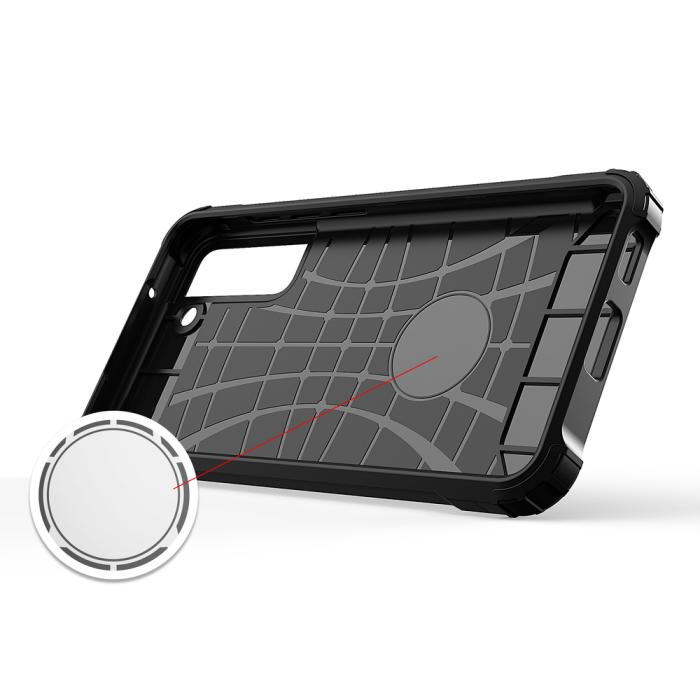 Ruhtel - Hybrid Armor Tough Rugged Skal Galaxy S21 FE - Silver