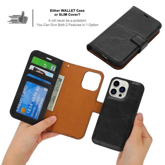 OEM - iPhone 15 Plus Plånboksfodral 2-in-1 Detachable - Svart