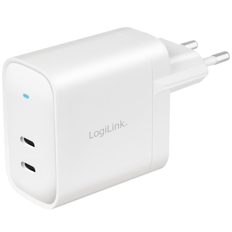 LOGILINK PD USB-Väggladdare 2 x USB-C 40W GaN | 505295 | AlltMobil