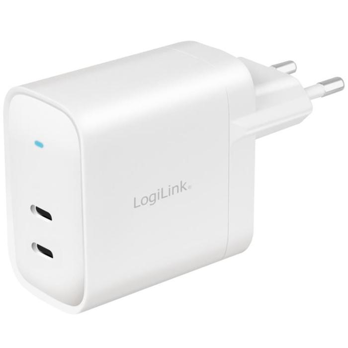 LogiLink - LOGILINK PD USB-Väggladdare 2 x USB-C 40W GaN