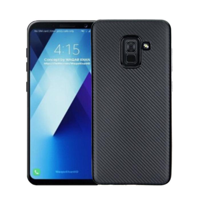 UTGATT4 - Kolfiber design skal till Samsung Galaxy A8 2018 - Svart