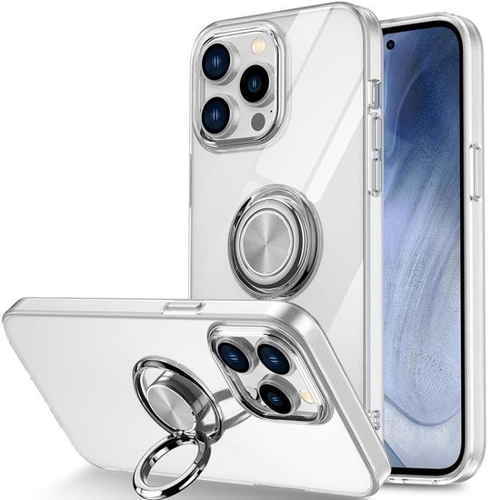 OEM - iPhone 14 Pro Max Skal TPU Ring Kickstand - Transparent