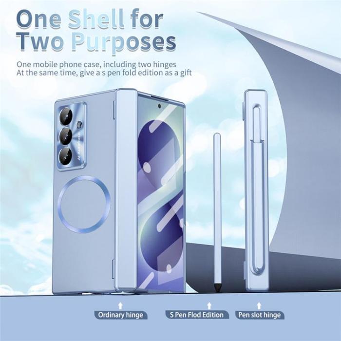 A-One Brand - Mobilskal För Galaxy Z Fold 8 MagSafe Hård PC - Blå