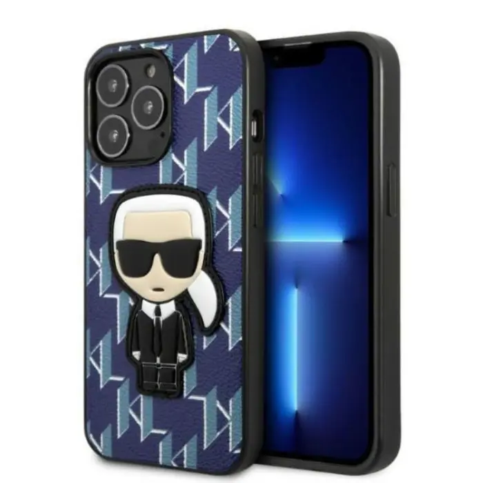 KARL LAGERFELD - Karl Lagerfeld iPhone 13 Pro Skal Monogram Ikonik Patch - Blå