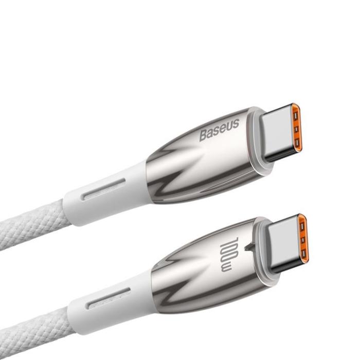 BASEUS - Baseus USB-C till USB-C kabel 100W 2m - Vit