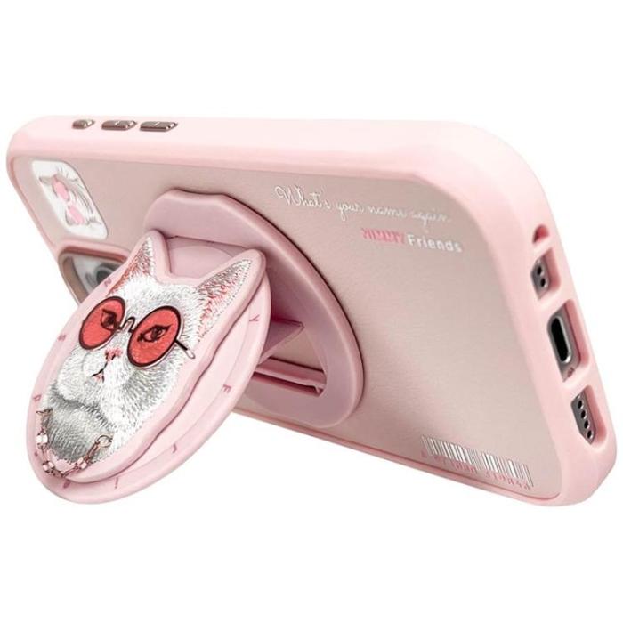 NIMMY - Nimmy iPhone 16 Pro Mobilskal MagSafe Glasses Cool Cat - Rosa