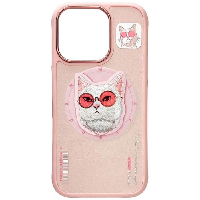 NIMMY - Nimmy iPhone 16 Pro Mobilskal MagSafe Glasses Cool Cat - Rosa