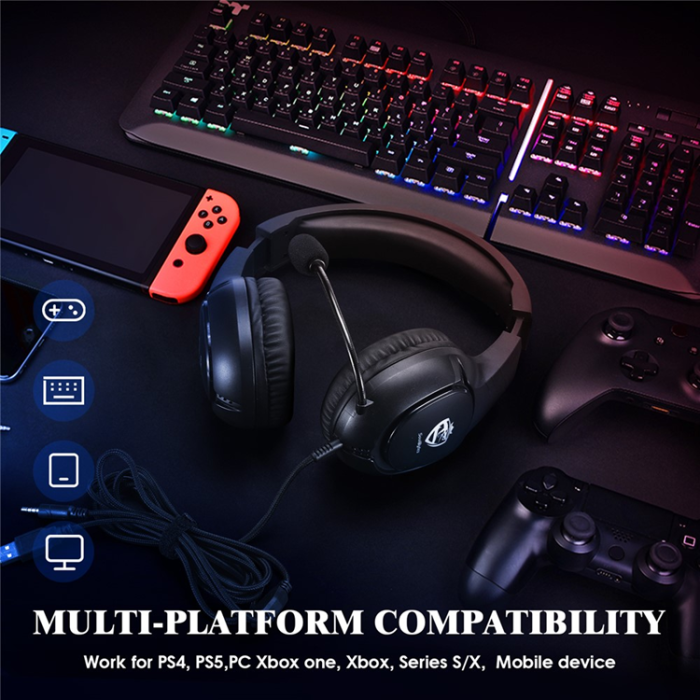KOTION EACH - KOTION EACH Over-Ear Gaming Hörlurar med Adapterkabel LED-ljus S20