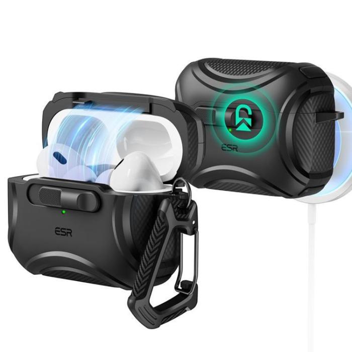 ESR - ESR Apple Airpods Pro 1/2 Skal Magsafe Cyber Flicklock Halolock - Svart