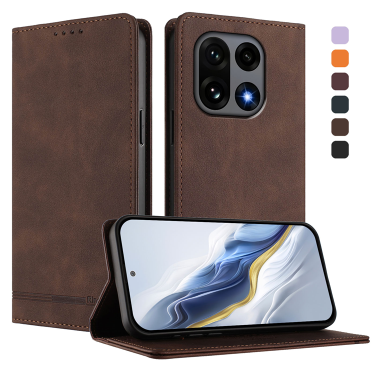 OnePlus 15 Konstläder Plånboksfodral RFID-Skydd Rinacasis (Brun) | 2353 | AlltMobil