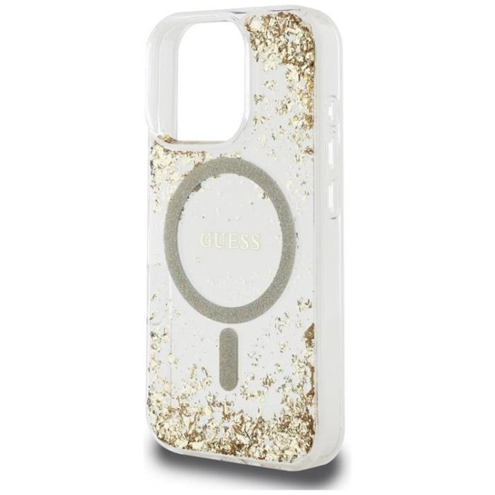 Guess - Guess iPhone 16 Pro Mobilskal MagSafe HC Resin Bottom Glitter - Guld