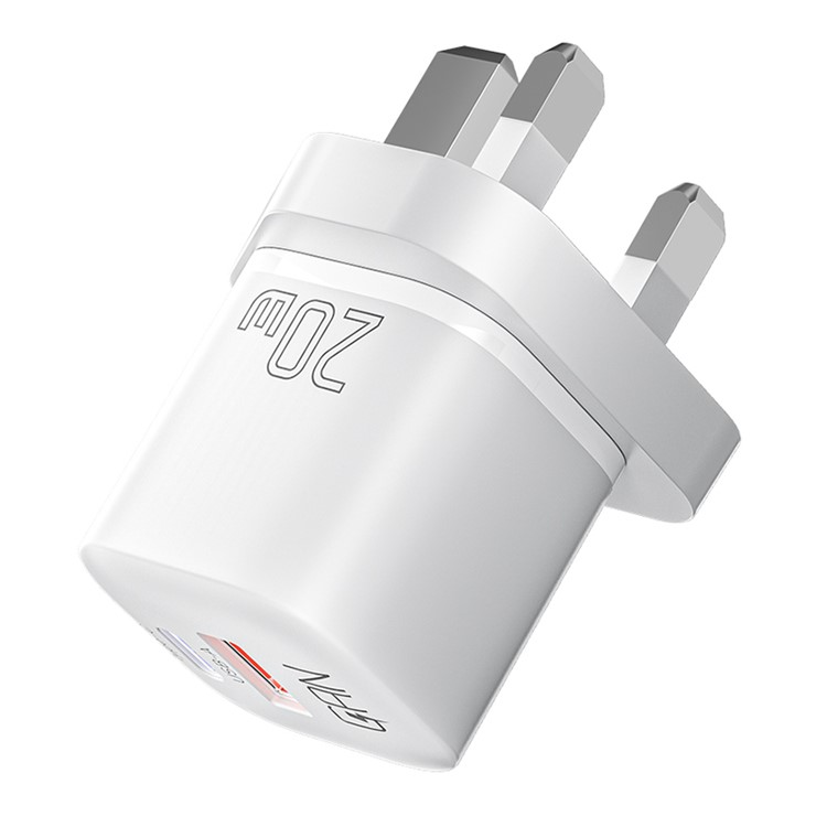 ESSAGER GaN Snabbladdare 20W USB-A - USB-C UK Curved - Vit | 505295 | AlltMobil