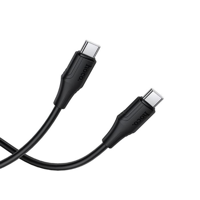 Hoco - HOCO USB-C till USB-C 60W Kabel 1m 3A Silikon X124 - Svart
