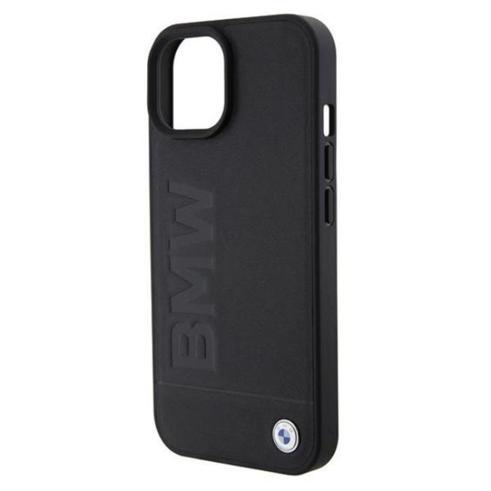 BMW - BMW iPhone 15 Mobilskal Magsafe Läder Hot Stamp - Svart