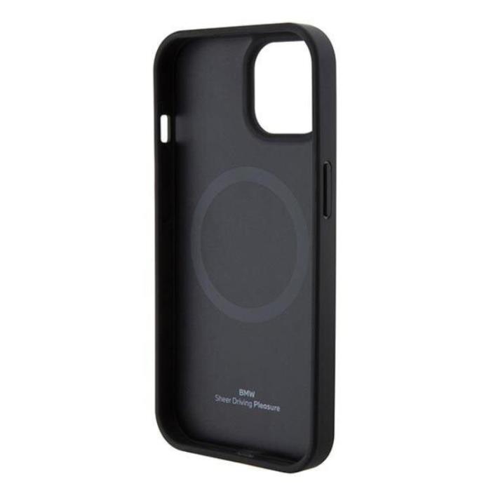 BMW - BMW iPhone 15 Mobilskal Magsafe Läder Hot Stamp - Svart