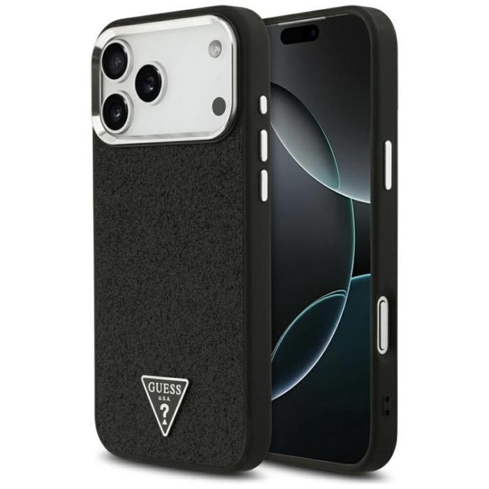 Guess - Guess iPhone 17 Pro Max Mobilskal MagSafe Glitter Triangle Logo - Svart