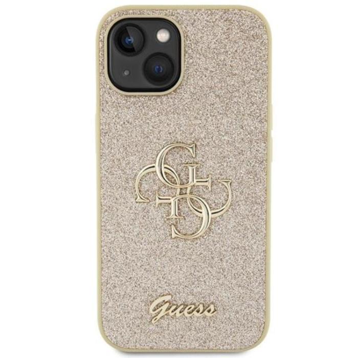 Guess - Guess iPhone 15 Mobilskal Glitter Script Big - Guld
