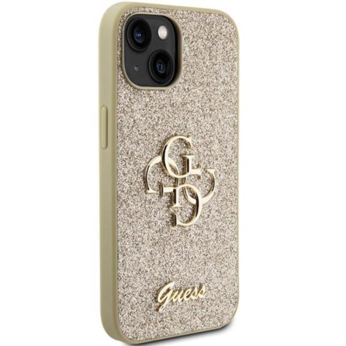 Guess - Guess iPhone 15 Mobilskal Glitter Script Big - Guld