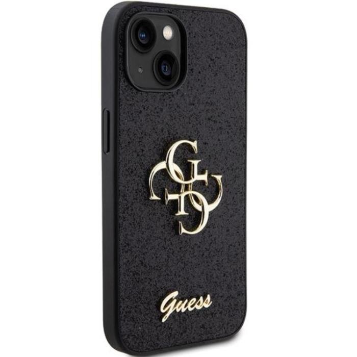 Guess - Guess iPhone 15 Mobilskal Glitter Script Big - Svart