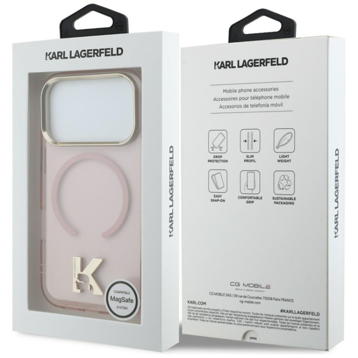 KARL LAGERFELD - Karl Lagerfeld iPhone 17 Pro Max Mobilskal Magsafe IML K Head Logo - Rosa