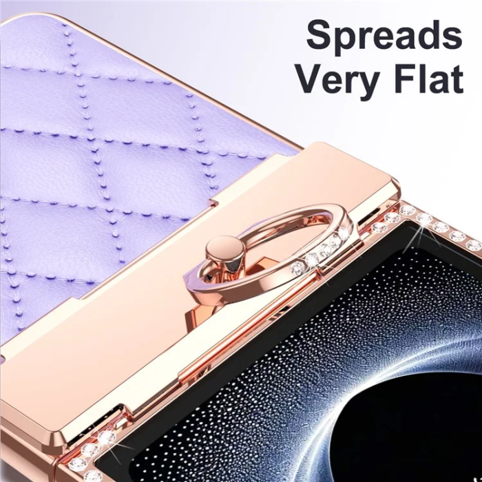 A-One Brand - Galaxy Z Flip 7 Mobilskal Rhinestone Ringhållare - Lila