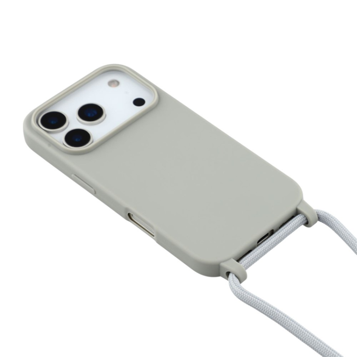 A-One Brand - iPhone 17 Pro Max Mobilskal TPU Shockproof med Lanyard - Grå