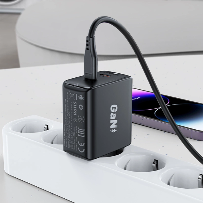 Acefast - Acefast GaN Snabbladdare 2x USB C 35W PD - Svart