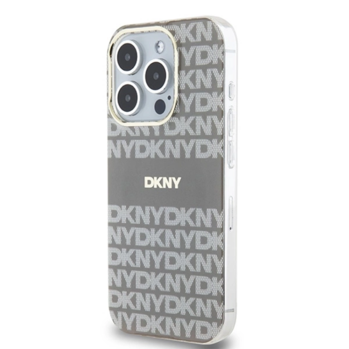 DKNY - DKNY iPhone 15 Pro Mobilskal Magsafe IML Mono & Stripe - Beige