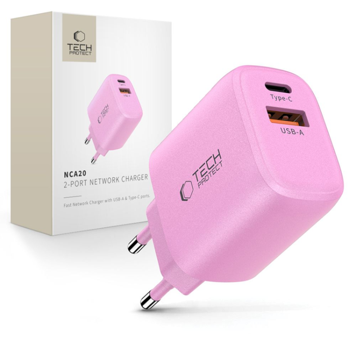 Tech-Protect - Tech-Protect Väggladdare USB-A Till USB-C 30W - Baby Rosa