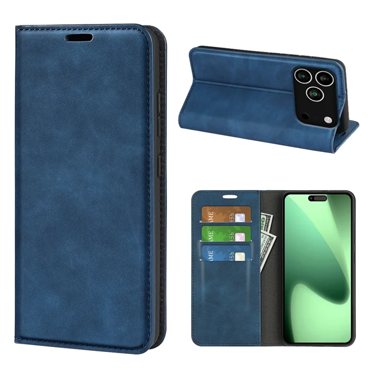 iPhone 17 Pro Max Plånboksfodral Skin Touch - Blå | 2353 | AlltMobil