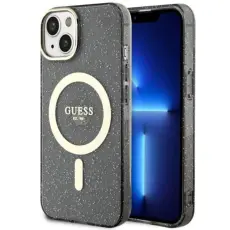 Guess - Guess Mobilskal till iPhone 14 MagSafe Glitter Guld - Svart