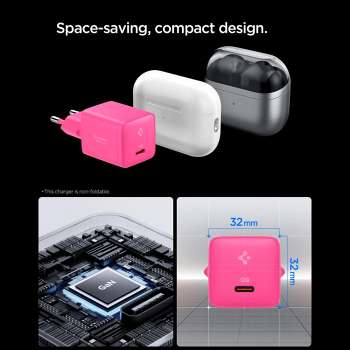 Spigen - Spigen Väggladdare 30W Essential 1-Port EE301EU-GAN - Rosa