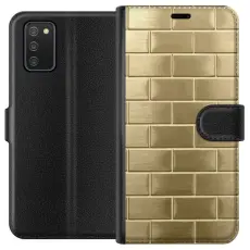 Gustaf - Pl&aring;nboksfodral till Samsung Galaxy A02s med Gyllene Murstenar