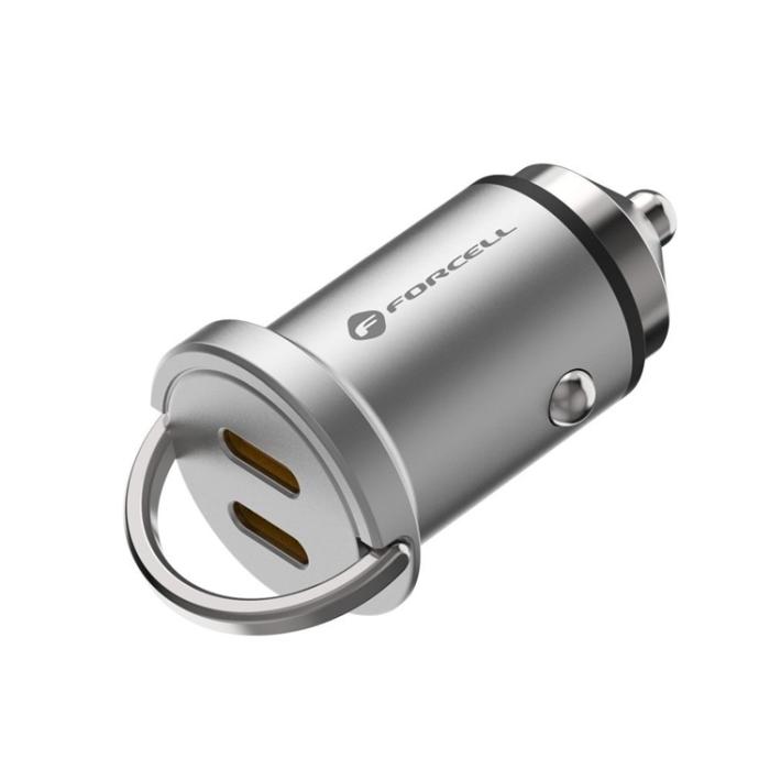Forcell - Forcell Billaddare 2x USB-C F-Energy - Silver