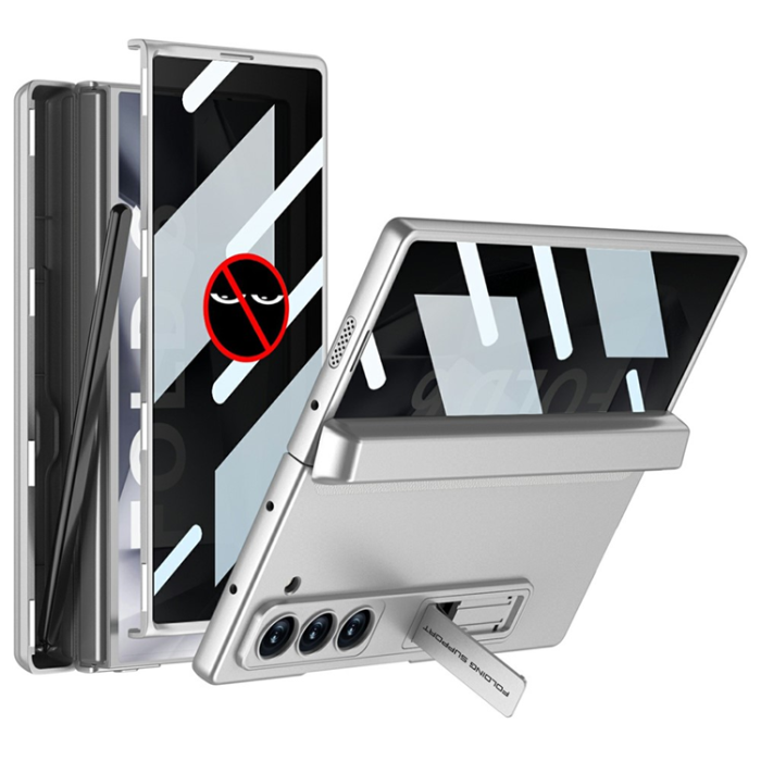 GKK - GKK Galaxy Z Fold 6 Mobilskal med Privacy Skärmskydd - Silver