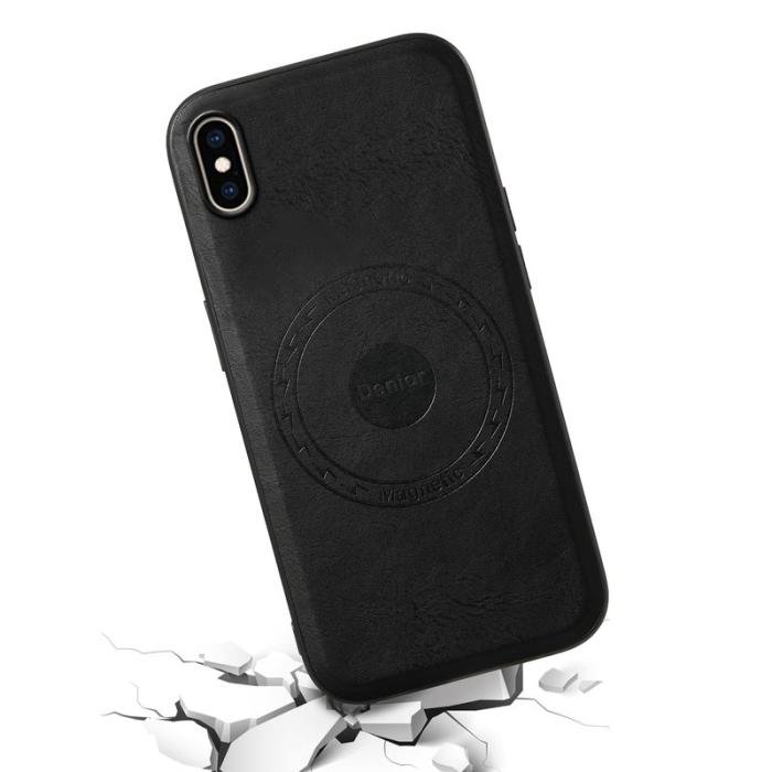 DENIOR - DENIOR iPhone XS Max Magnetfodral KonstLäder PC+TPU Svart
