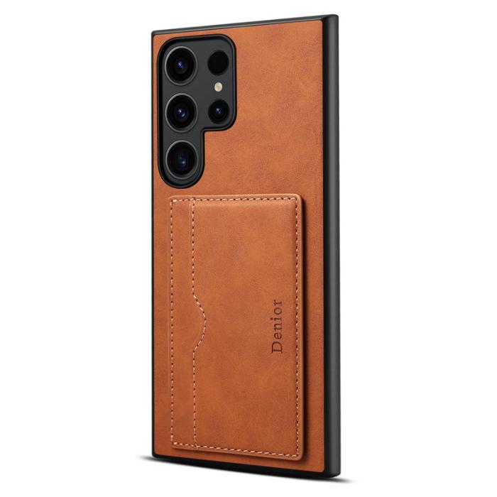DENIOR - DENIOR Samsung Galaxy S25 Ultra Fodral Kortfack Retro Konstläder Brun