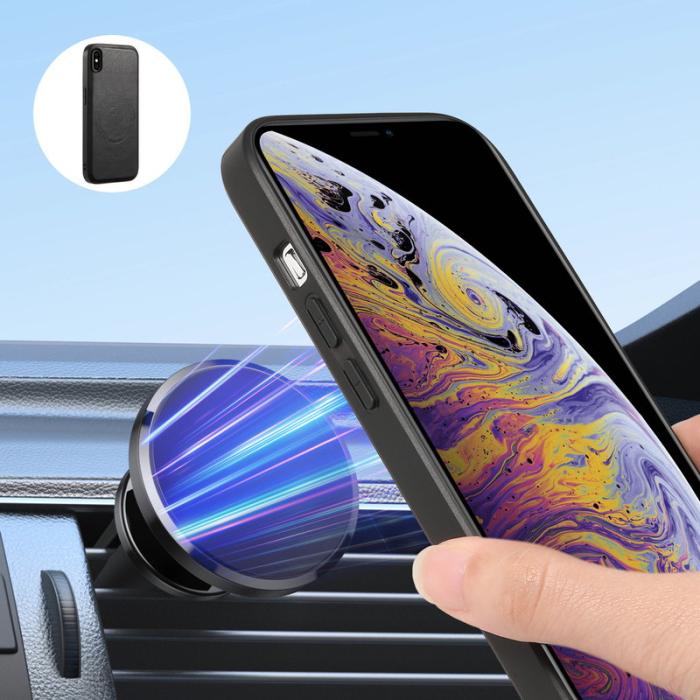DENIOR - DENIOR iPhone XS Max Magnetfodral KonstLäder PC+TPU Svart