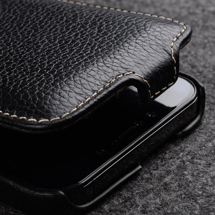 Melkco - MELKCO iPhone 14 Plus Litchi Textur Vertikalt Flipfodral Äkta Läder Lila