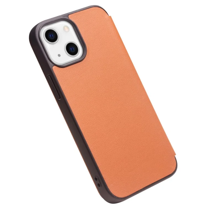 QIALINO - QIALINO iPhone 13 Mini Fodral Äkta Läder Cowhide - Brun