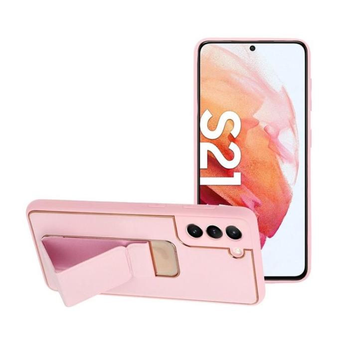 UTGATT1 - Forcell Galaxy S21 FE Skal Kickstand Läder - Rosa