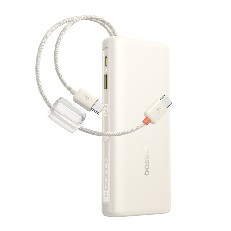 Baseus Powerbank 20000mAh Dual USB-C Kable 100W - Vit