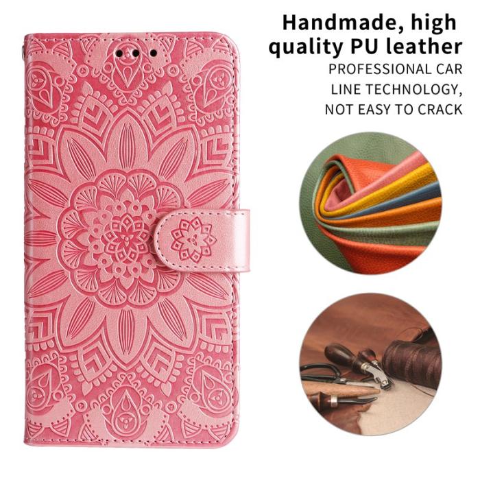 OEM - Samsung Galaxy S26+ Plånboksfodral Konstläder Solrostryck - Rosa