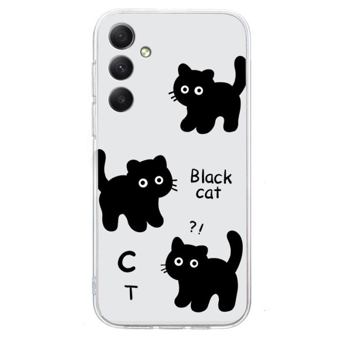 OEM - Mobilskal till Samsung Galaxy S26+ Mjuk TPU Mönstertryck - Svart Katt
